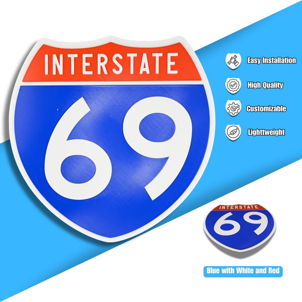 Interstate 69 Road Sign Replica – Personalized Travel Sign | Home & Office Wall Decor (8.54” x 8.53”)