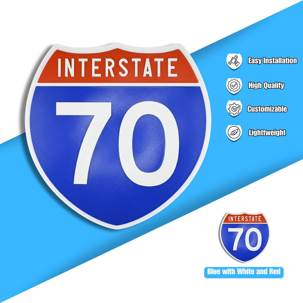 Interstate 70 Road Sign Replica – Personalized Travel Sign | Home & Office Wall Decor (8.54” x 8.53”)