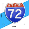 Interstate 72 Road Sign Replica – Personalized Travel Sign | Home & Office Wall Decor (8.54” x 8.53”)