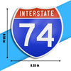 Interstate 74 Road Sign Replica – Personalized Travel Sign | Home & Office Wall Decor (8.54” x 8.53”)