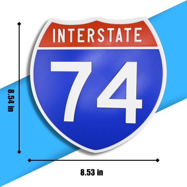Interstate 74 Road Sign Replica – Personalized Travel Sign | Home & Office Wall Decor (8.54” x 8.53”)