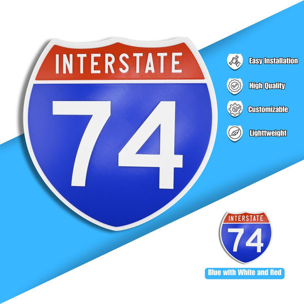 Interstate 74 Road Sign Replica – Personalized Travel Sign | Home & Office Wall Decor (8.54” x 8.53”)