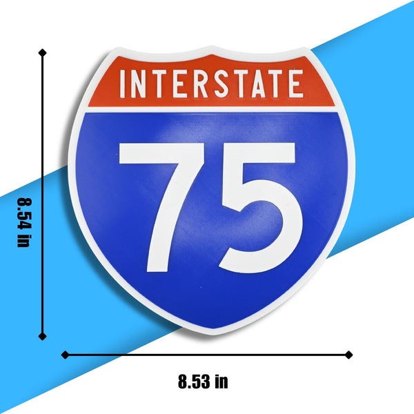 Interstate 75 Road Sign Replica – Personalized Travel Sign | Home & Office Wall Decor (8.54” x 8.53”)