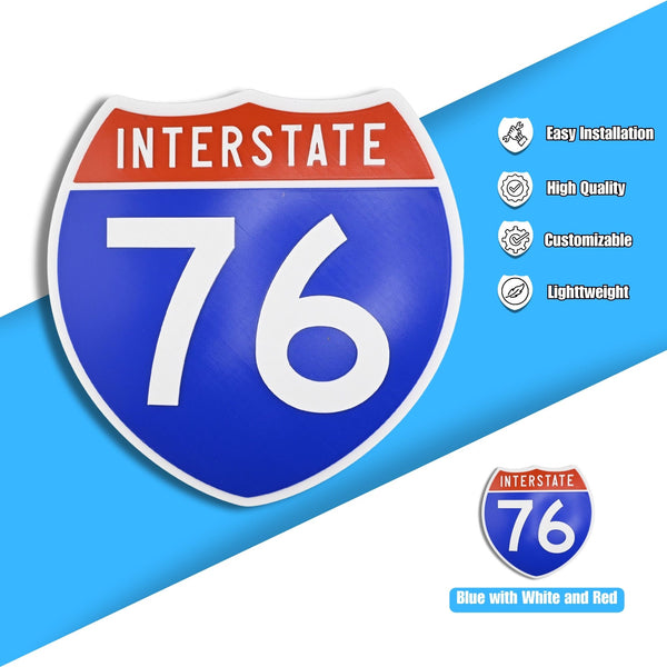 Interstate 76 Road Sign Replica – Personalized Travel Sign | Home & Office Wall Decor (8.54” x 8.53”)
