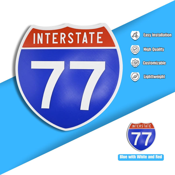 Interstate 77 Road Sign Replica – Personalized Travel Sign | Home & Office Wall Decor (8.54” x 8.53”)