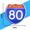 Interstate 80 Road Sign Replica – Personalized Travel Sign | Home & Office Wall Decor (8.54” x 8.53”)