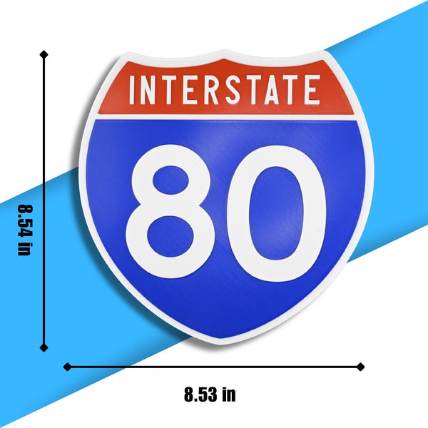 Interstate 80 Road Sign Replica – Personalized Travel Sign | Home & Office Wall Decor (8.54” x 8.53”)