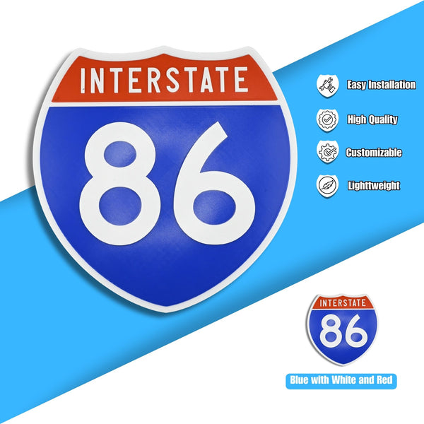 Interstate 86 Road Sign Replica – Personalized Travel Sign | Home & Office Wall Decor (8.54” x 8.53”)
