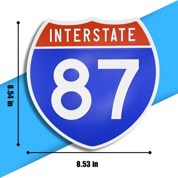 Interstate 87 Road Sign Replica – Personalized Travel Sign | Home & Office Wall Decor (8.54” x 8.53”)