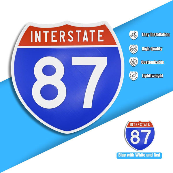 Interstate 87 Road Sign Replica – Personalized Travel Sign | Home & Office Wall Decor (8.54” x 8.53”)