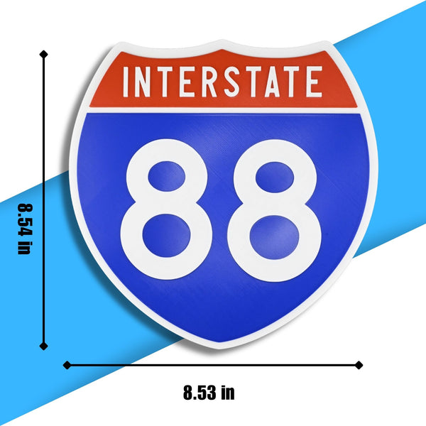 Interstate 88 Road Sign Replica – Personalized Travel Sign | Home & Office Wall Decor (8.54” x 8.53”)