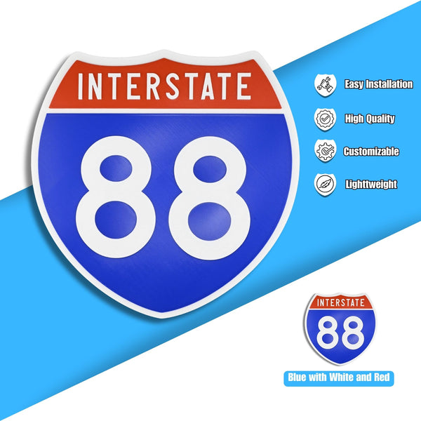 Interstate 88 Road Sign Replica – Personalized Travel Sign | Home & Office Wall Decor (8.54” x 8.53”)