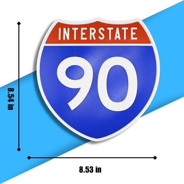 Interstate 90 Road Sign Replica – Personalized Travel Sign | Home & Office Wall Decor (8.54” x 8.53”)