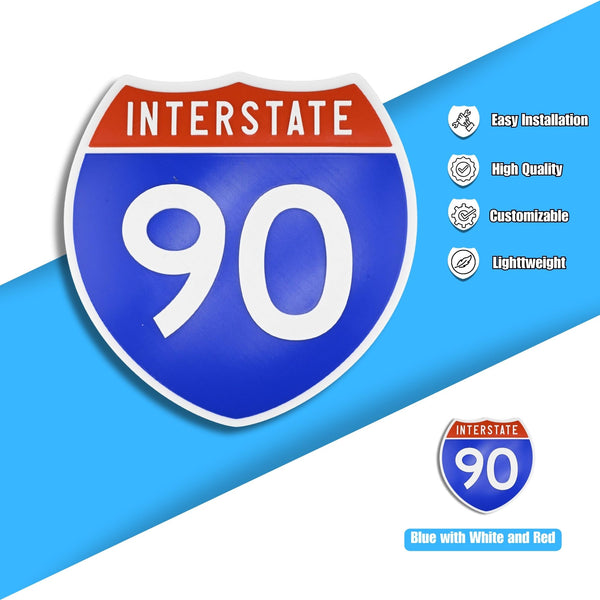 Interstate 90 Road Sign Replica – Personalized Travel Sign | Home & Office Wall Decor (8.54” x 8.53”)
