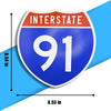 Interstate 91 Road Sign Replica – Personalized Travel Sign | Home & Office Wall Decor (8.54” x 8.53”)
