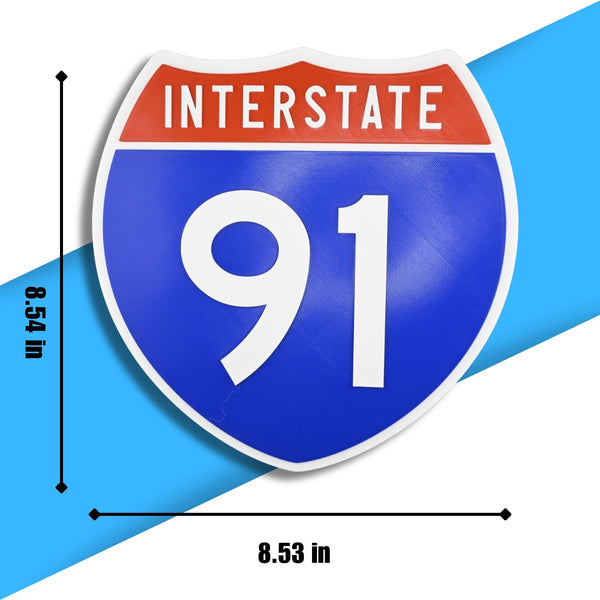 Interstate 91 Road Sign Replica – Personalized Travel Sign | Home & Office Wall Decor (8.54” x 8.53”)