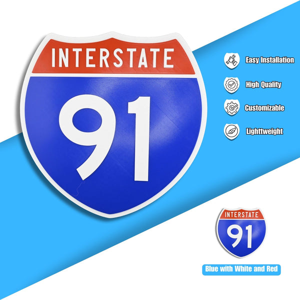Interstate 91 Road Sign Replica – Personalized Travel Sign | Home & Office Wall Decor (8.54” x 8.53”)