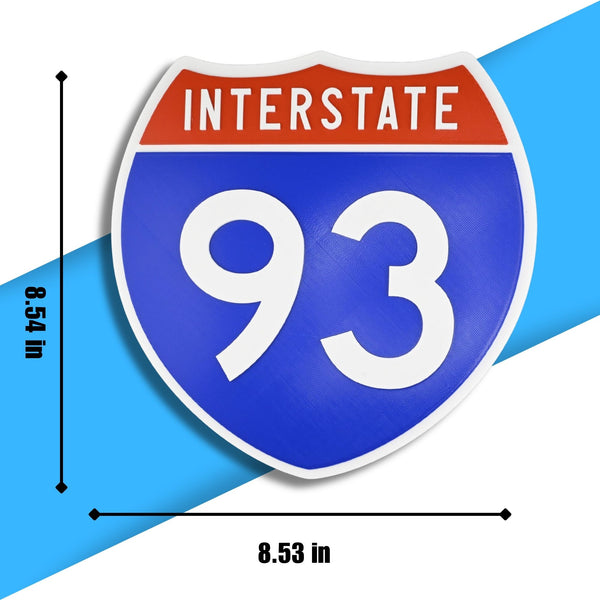 Interstate 93 Road Sign Replica – Personalized Travel Sign | Home & Office Wall Decor (8.54” x 8.53”)