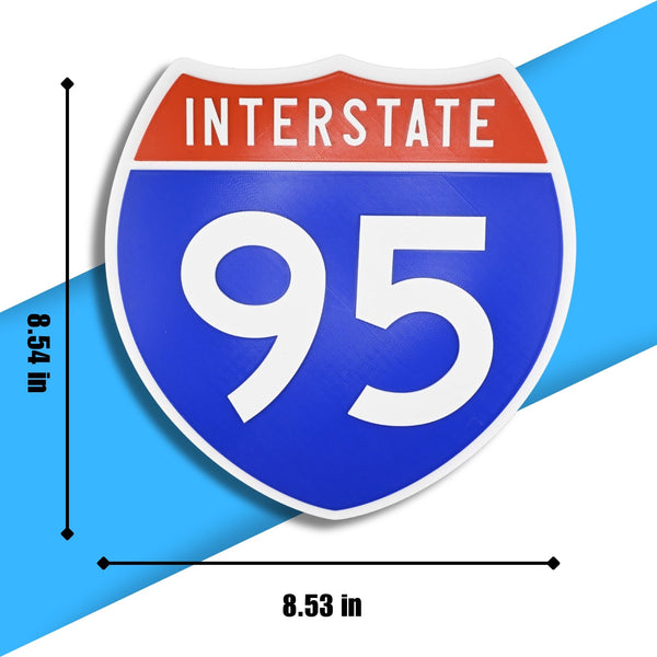 Interstate 95 Road Sign Replica – Personalized Travel Sign | Home & Office Wall Decor (8.54” x 8.53”)