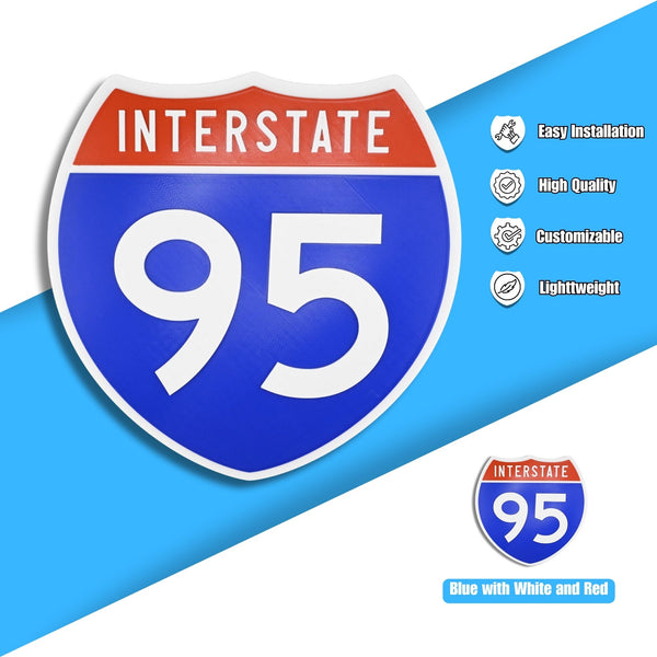 Interstate 95 Road Sign Replica – Personalized Travel Sign | Home & Office Wall Decor (8.54” x 8.53”)