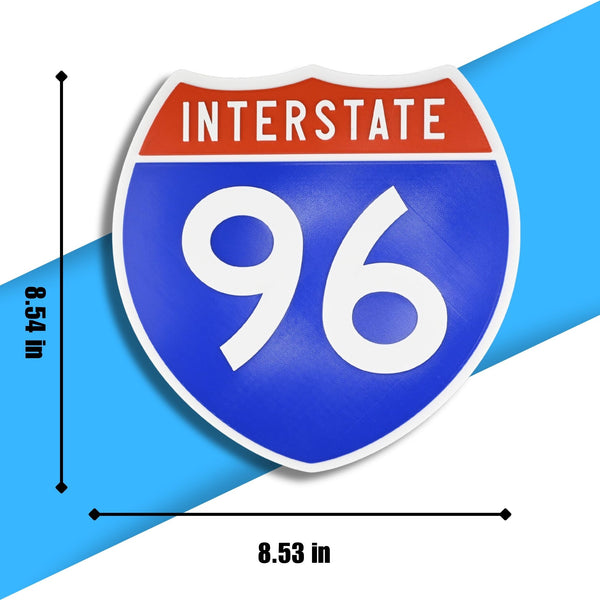 Interstate 96 Road Sign Replica – Personalized Travel Sign | Home & Office Wall Decor (8.54” x 8.53”)