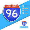 Interstate 96 Road Sign Replica – Personalized Travel Sign | Home & Office Wall Decor (8.54” x 8.53”)