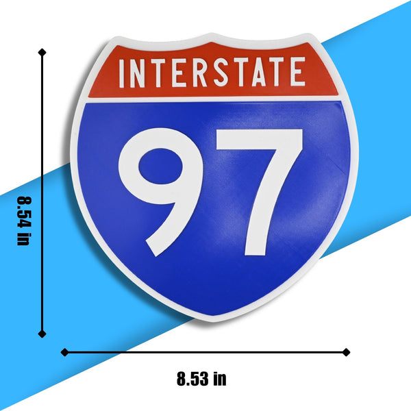 Interstate 97 Road Sign Replica – Personalized Travel Sign | Home & Office Wall Decor (8.54” x 8.53”)