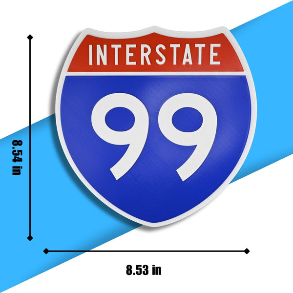 Interstate 99 Road Sign Replica – Personalized Travel Sign | Home & Office Wall Decor (8.54” x 8.53”)