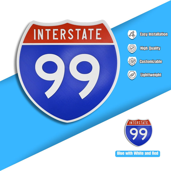 Interstate 99 Road Sign Replica – Personalized Travel Sign | Home & Office Wall Decor (8.54” x 8.53”)