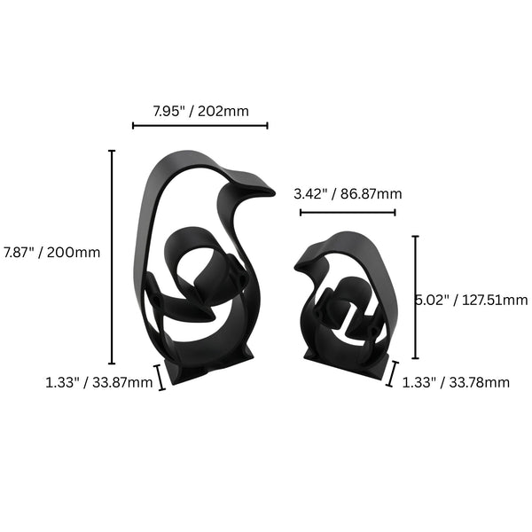 Arctic Penguin Embrace Set, Minimalist Line Art Penguin Set, Momma & Baby Penguin Home Decor, Modern Hobbies and Desk Line Art