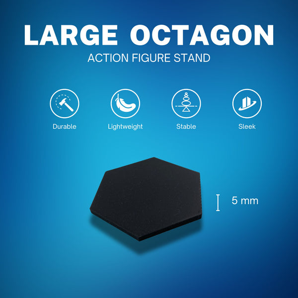 Large Octagon Action Figure Stands – Durable Display Set in Matte White or Black, Individual Heights or Full Set Available