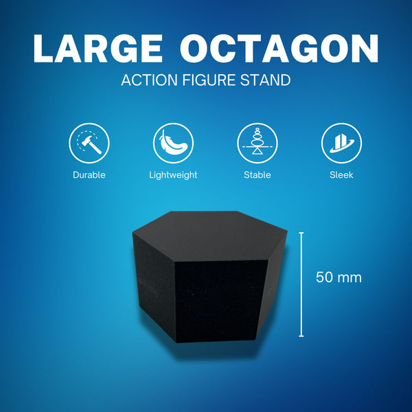 Large Octagon Action Figure Stands – Durable Display Set in Matte White or Black, Individual Heights or Full Set Available
