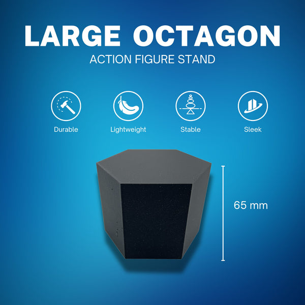 Large Octagon Action Figure Stands – Durable Display Set in Matte White or Black, Individual Heights or Full Set Available