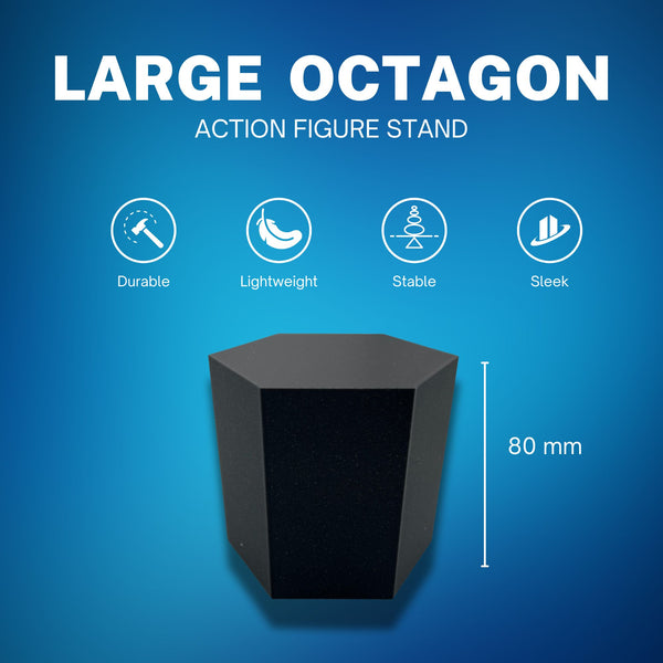 Large Octagon Action Figure Stands – Durable Display Set in Matte White or Black, Individual Heights or Full Set Available
