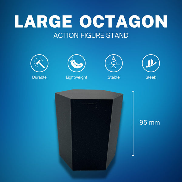 Large Octagon Action Figure Stands – Durable Display Set in Matte White or Black, Individual Heights or Full Set Available