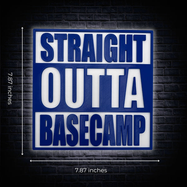 Straight Outta Basecamp Sign – Funny Adventure Decor for Home, Office, or Cabin, Perfect Gift for Outdoor Enthusiasts, Campers, and Hikers