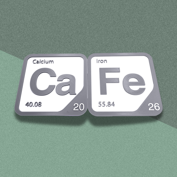 Periodic Table Word Sign - 'CAFE' (Calcium + Iron) - 5.63 in x 5.63 - Durable & Eco-Friendly STEM Decor