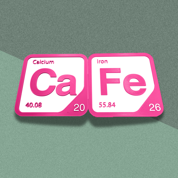 Periodic Table Word Sign - 'CAFE' (Calcium + Iron) - 5.63 in x 5.63 - Durable & Eco-Friendly STEM Decor