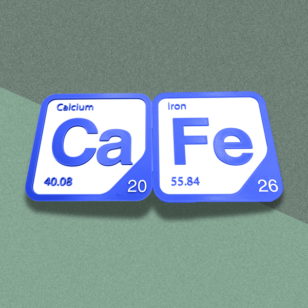 Periodic Table Word Sign - 'CAFE' (Calcium + Iron) - 5.63 in x 5.63 - Durable & Eco-Friendly STEM Decor