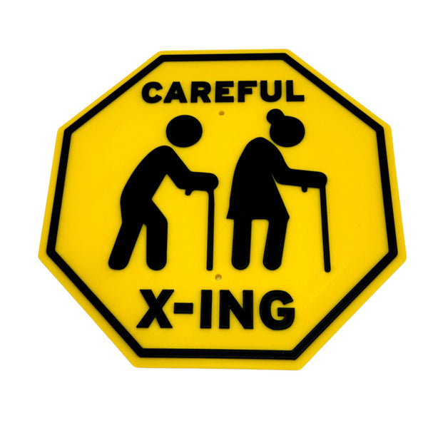 Careful Old Folks Crossing Sign – Durable Safety or Gag Gift with Screws for Easy Installation