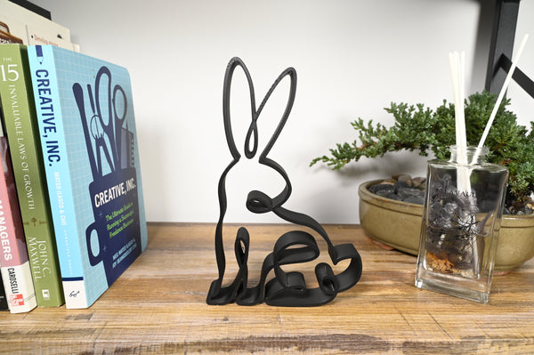 Curious Rabbit Sculpture, Minimalist Line Art Rabbit, Joyful Bunny Home Decor, Modern Hobbies, Desk Line Art for Animal Lovers