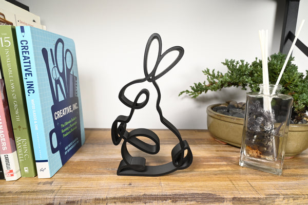 Perching Rabbit Sculpture, Minimalist Line Art Rabbit, Whimsical Bunny Home Decor, Modern Hobbies, Desk Line Art for Animal Lovers