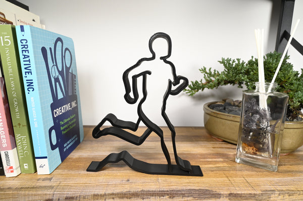 Athletic Male Runner, Minimalist Line Art Athlete, Strong and Focused Runner Silhouette Home Decor, Modern Hobbies and Desk Line Art