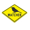 Caution TIT Watcher Sign - Funny Birdwatching Decor for Home & Office - Quirky Wall Sign with Adhesive Strip