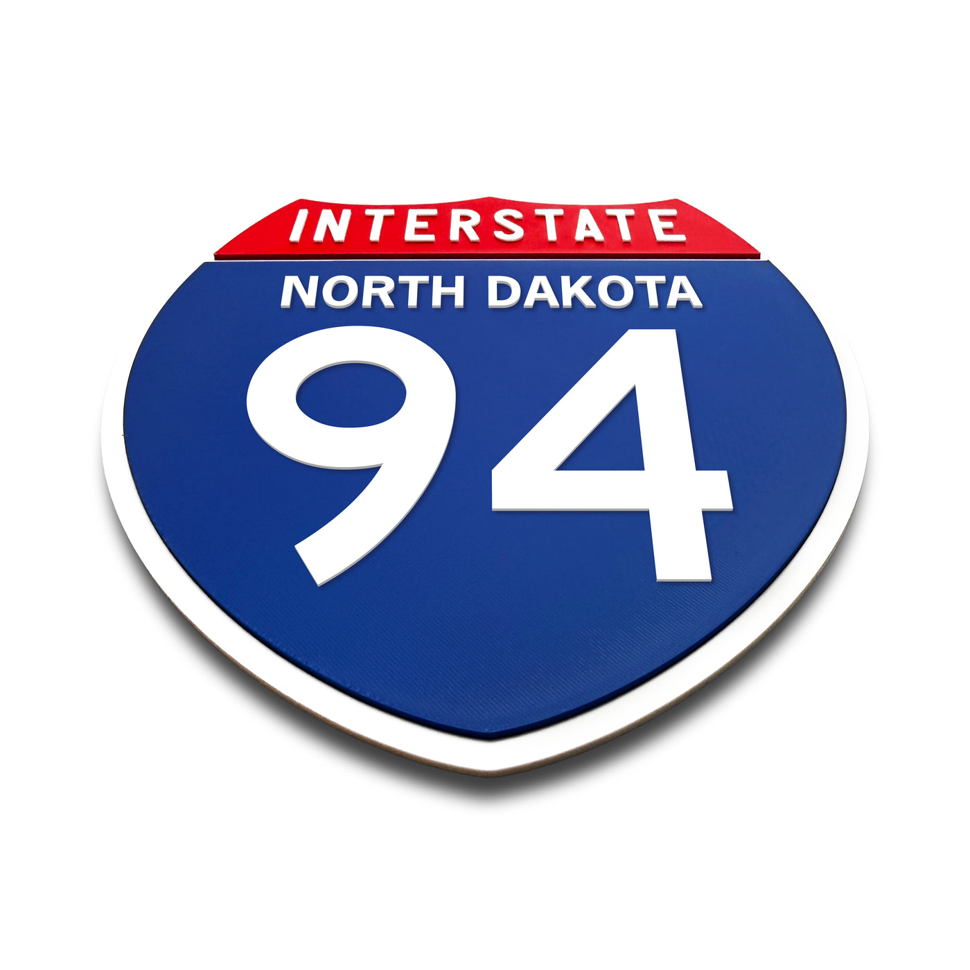 Interstate 94 North Dakota road sign replica flat view