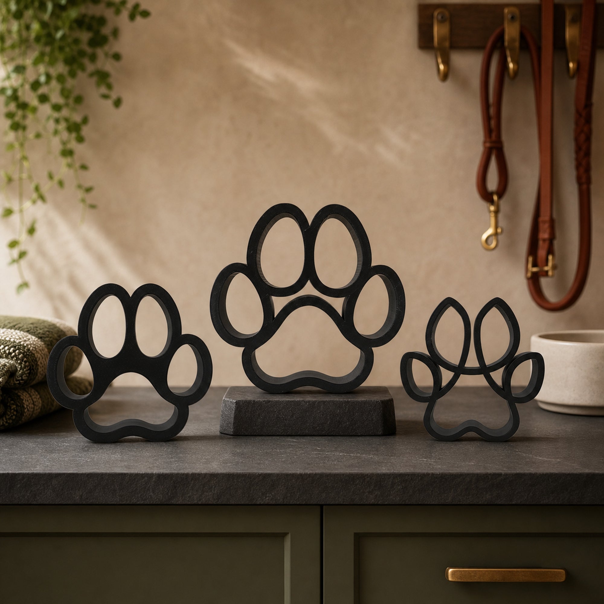 Dog Paw Line Art Sculpture Collection