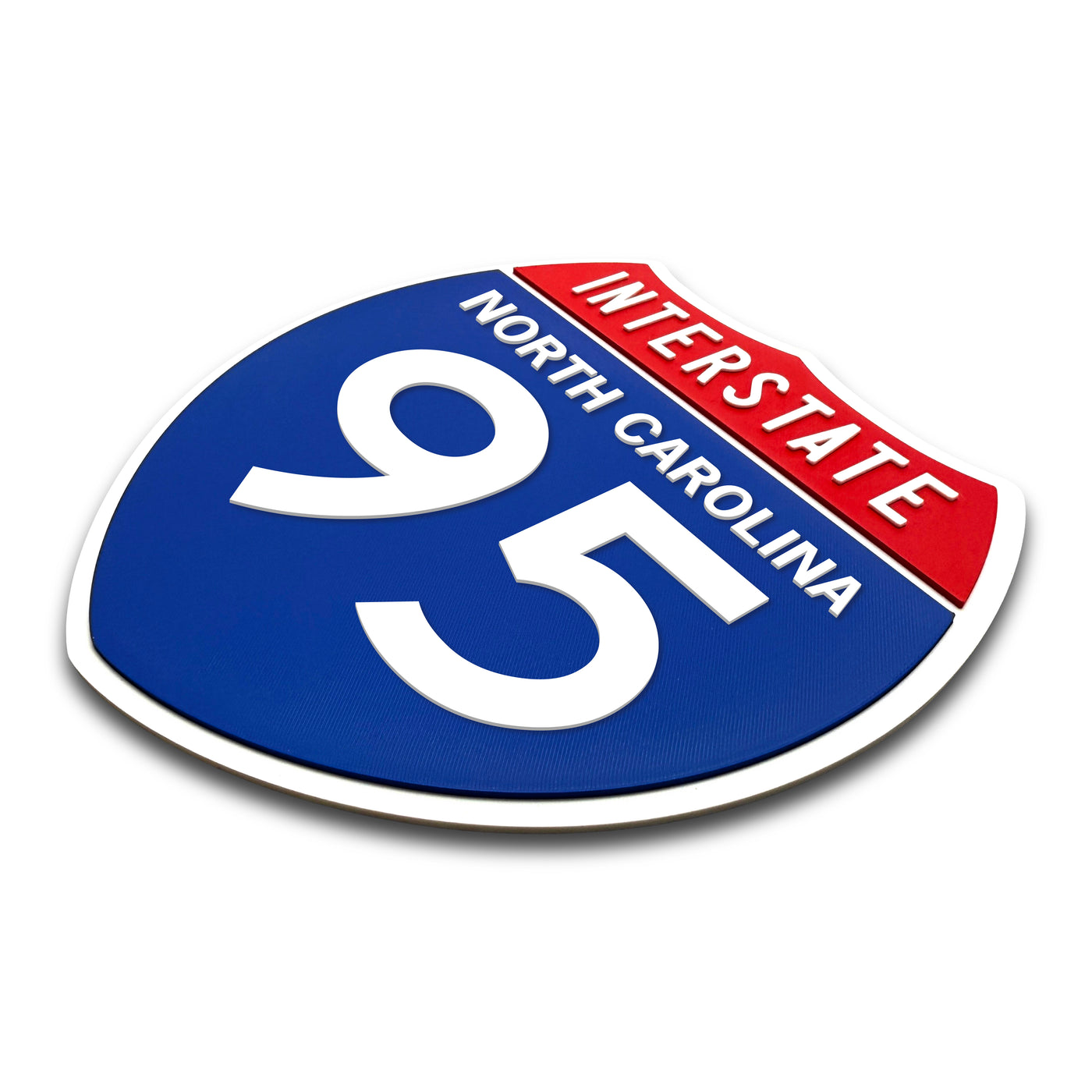 Interstate 95 North Carolina road sign replica three-quarter view