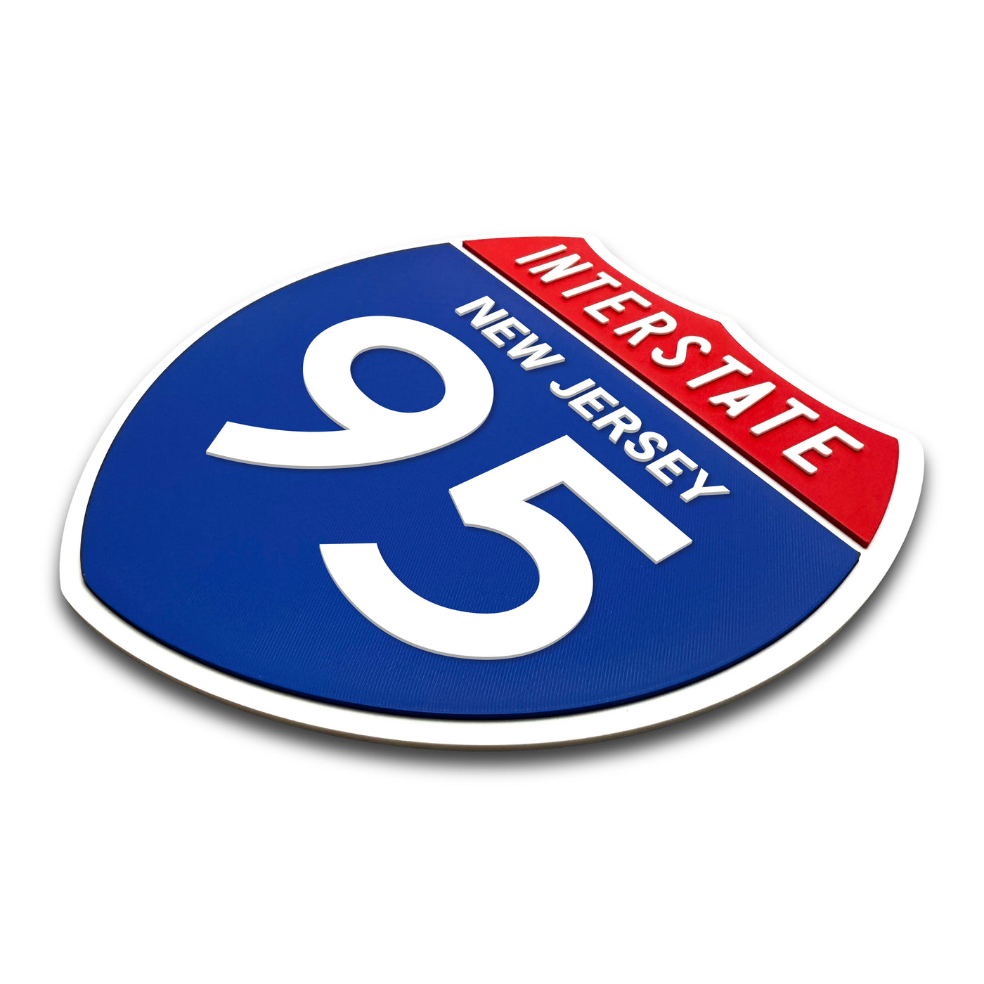 Interstate 95 New Jersey road sign replica three-quarter view