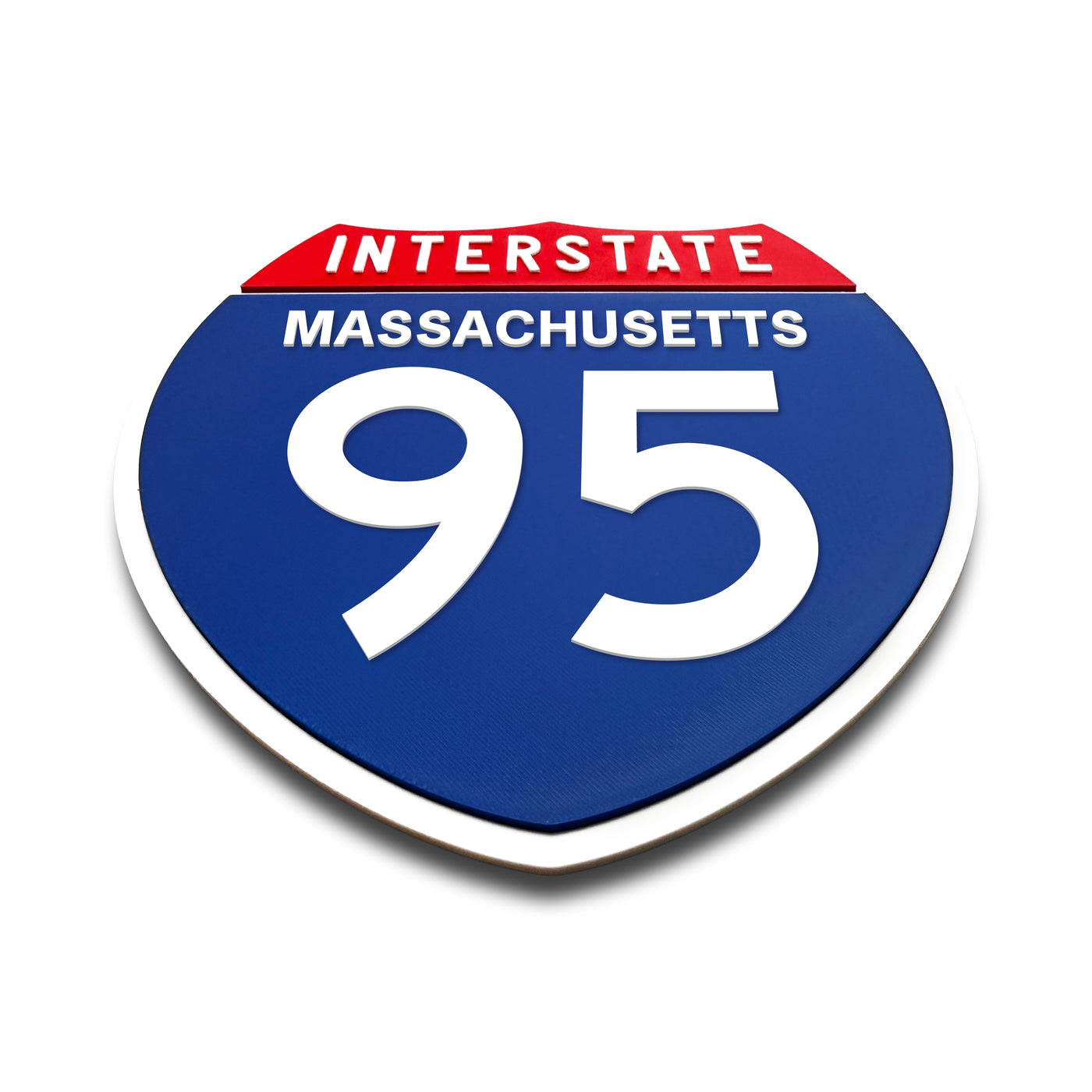 Interstate 95 Massachusetts road sign replica flat view