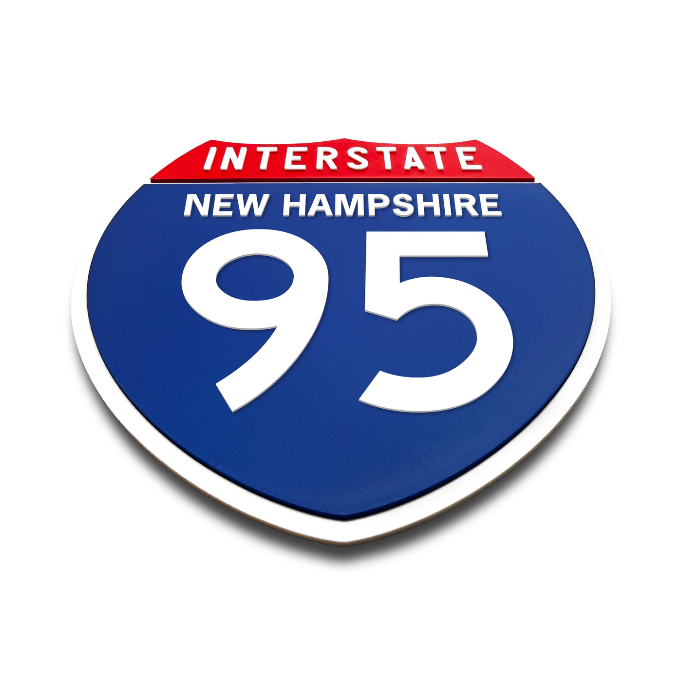 Interstate 95 New Hampshire road sign replica flat view